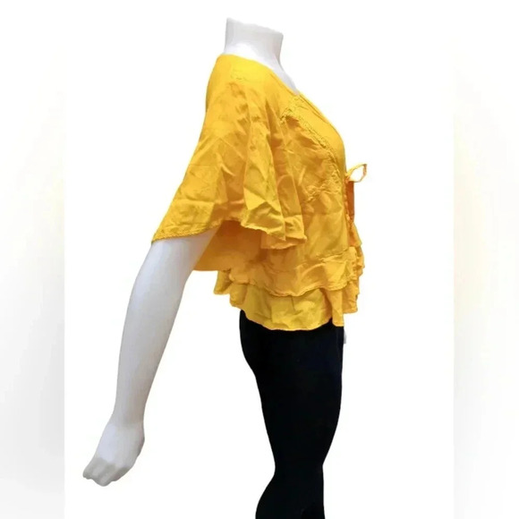 Asos EUC  Wrap Style Yellow S/S Blouse Size 12 - Picture 3 of 8